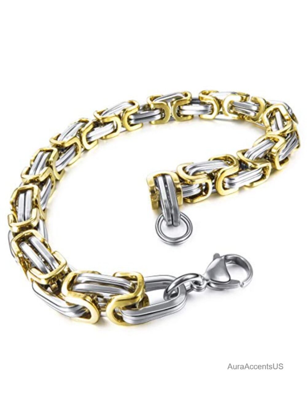 Stainless Steel Byzantine Link Chain Bracelet Water Resistant Men Women